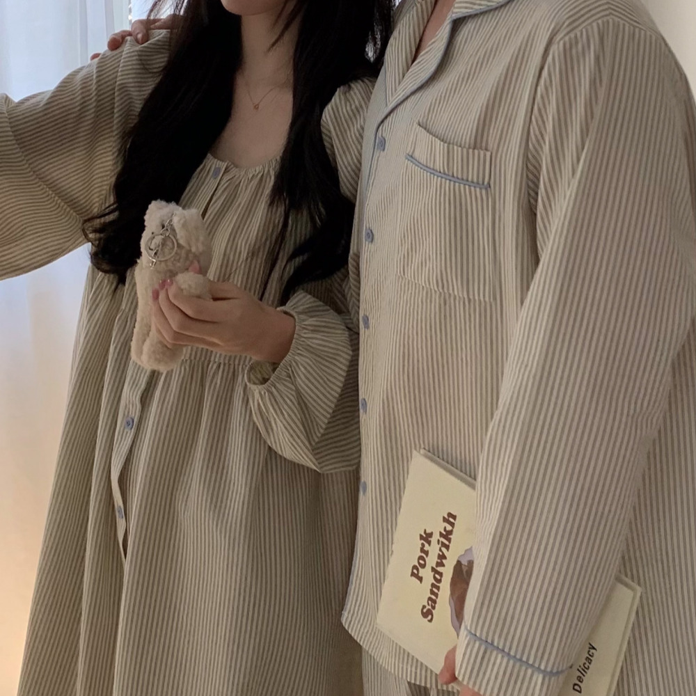 순면잠옷 신혼부부커플잠옷 면파자마 임산부 빅사이즈 공주 이벨라 홈웨어 - 상세 이미지 4