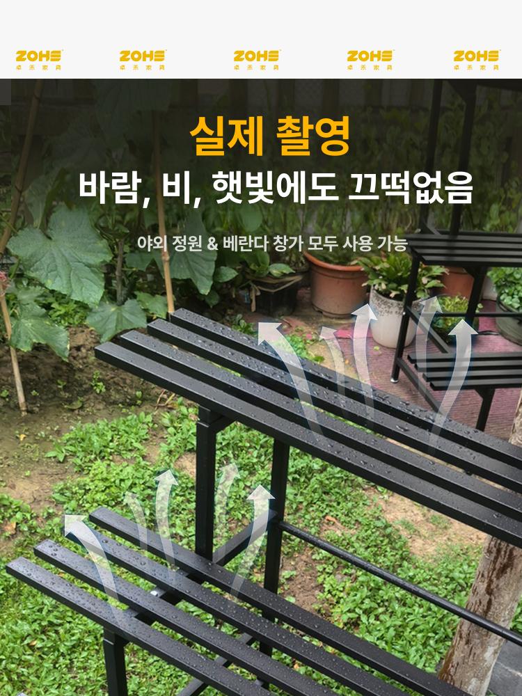 화분 선반 베란다 이동식 다육이 진열대 철제 접이식 4단 20mm 블랙 바퀴없음 120cm - 상세 이미지 3