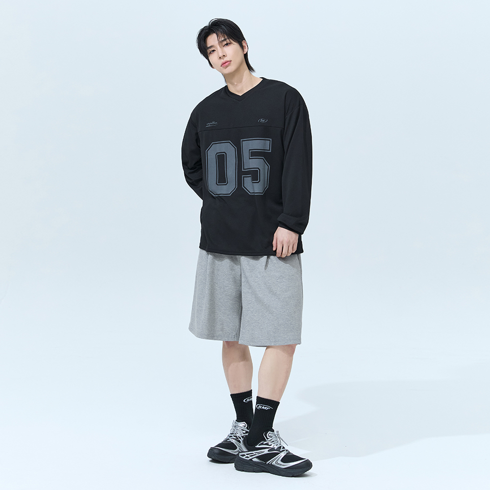 블랙몬스터핏 버뮤다 남성 코튼라이크 밴딩 하프 팬츠 와이드핏 상품 이미지