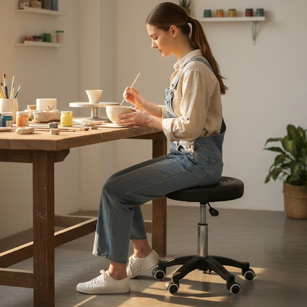 바퀴달린 의자 미용 보조 카운터 등받이없는 의자 일반형