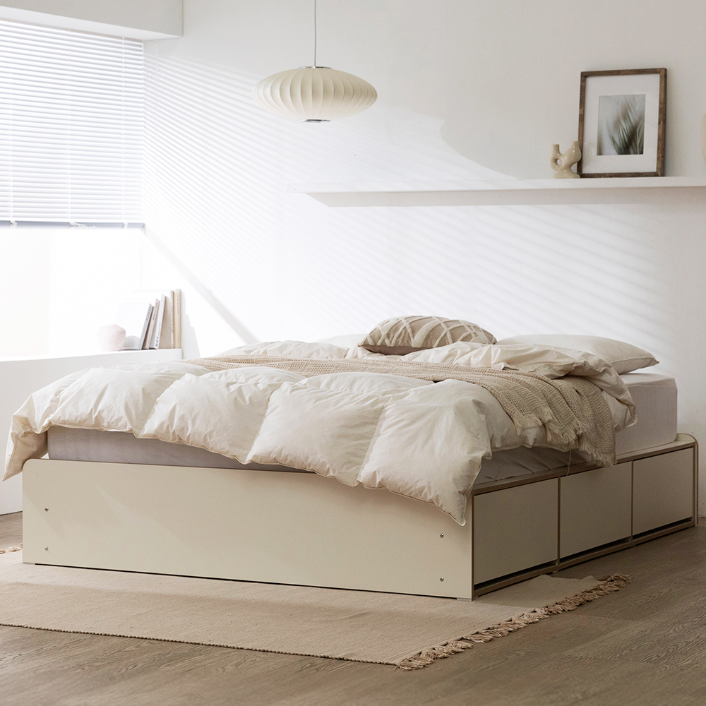 무디켄 도도도 무헤드 수납 헤드리스 침대 프레임 무헤드형, SS 슬라이딩, 블랙+우드엣지