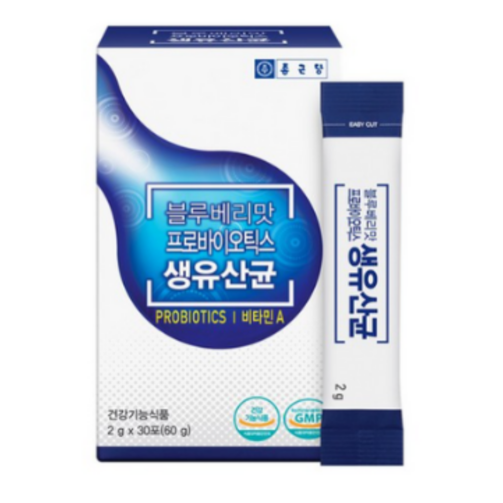 종근당 생유산균 프로바이오틱스 온가족 유산균 블루베리맛 비타민A 30포, 5개 - 상품 이미지