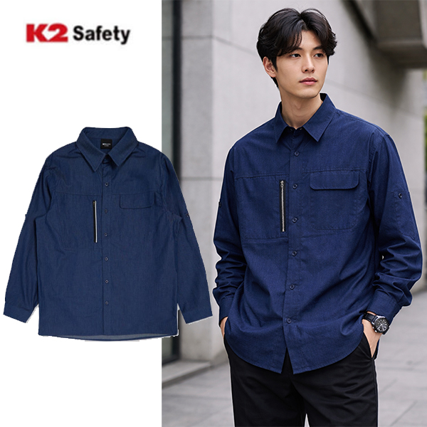 K2 세이프티 등산티셔츠 작업복 상의 춘추복 봄 여름 가을 남자 티셔츠 403R - 상품 이미지