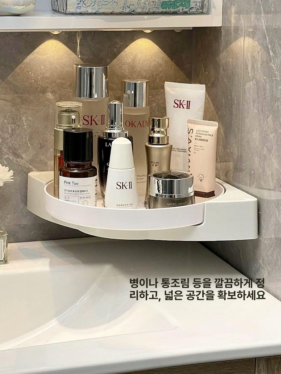 코너수납장 틈새 구석 화장지 화장실 선반 욕실 코너 삼각 수납 선반 접착제 - 상세 이미지 3