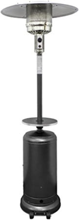 AZ Patio Heaters LLC [해외]힐랜드 HLDS01-WCBT 48 000 BTU 프로판 파티오 히터(휠 및 테이블 포함) 대형 해머드 실버 Wheels/Table Hammered Silver