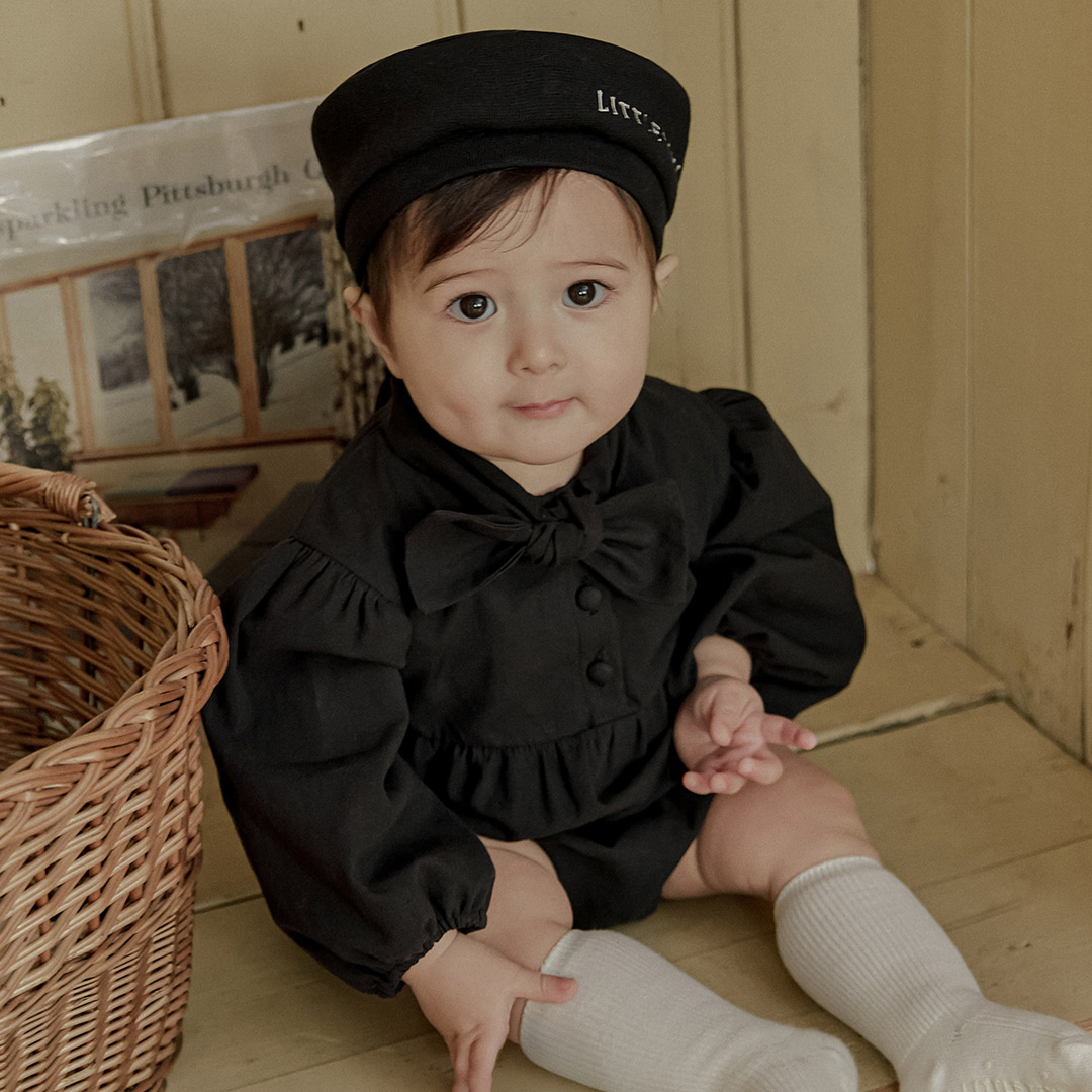 백일 돌잔치 촬영의상 하객룩 타이 바디슈트 블랙 - 상세 이미지 2