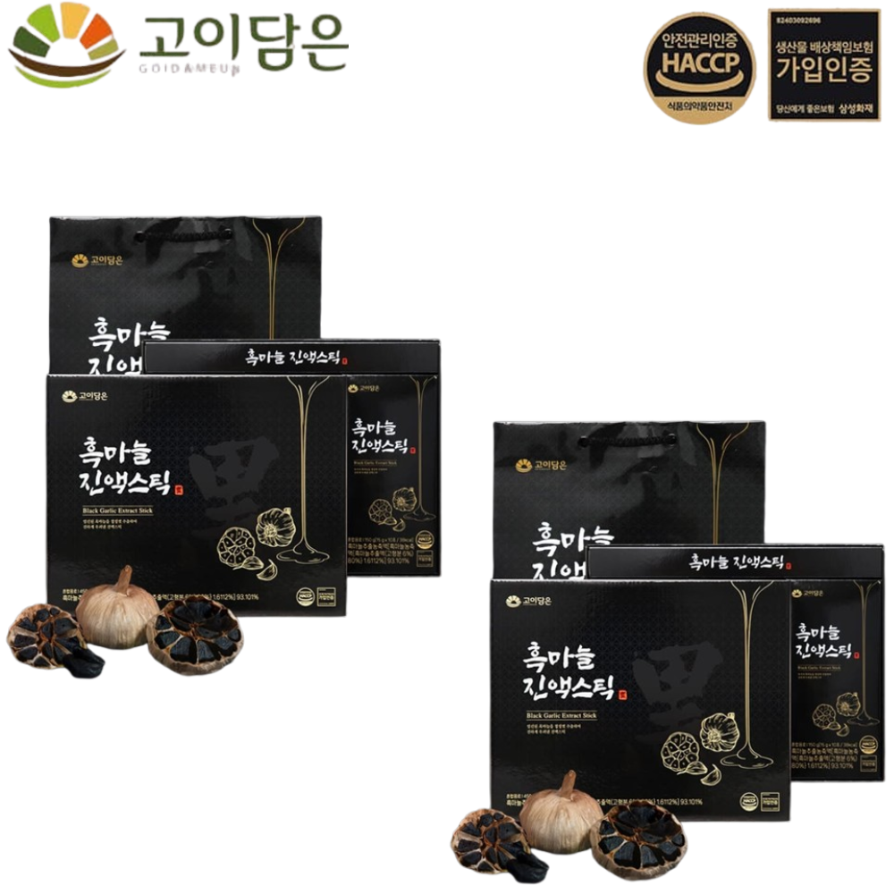 고이담은 프리미엄 발효 흑마늘 진액 스틱 국내산 흙마늘 즙 엑기스 효능 15g, 30포, 2개 - 상품 이미지