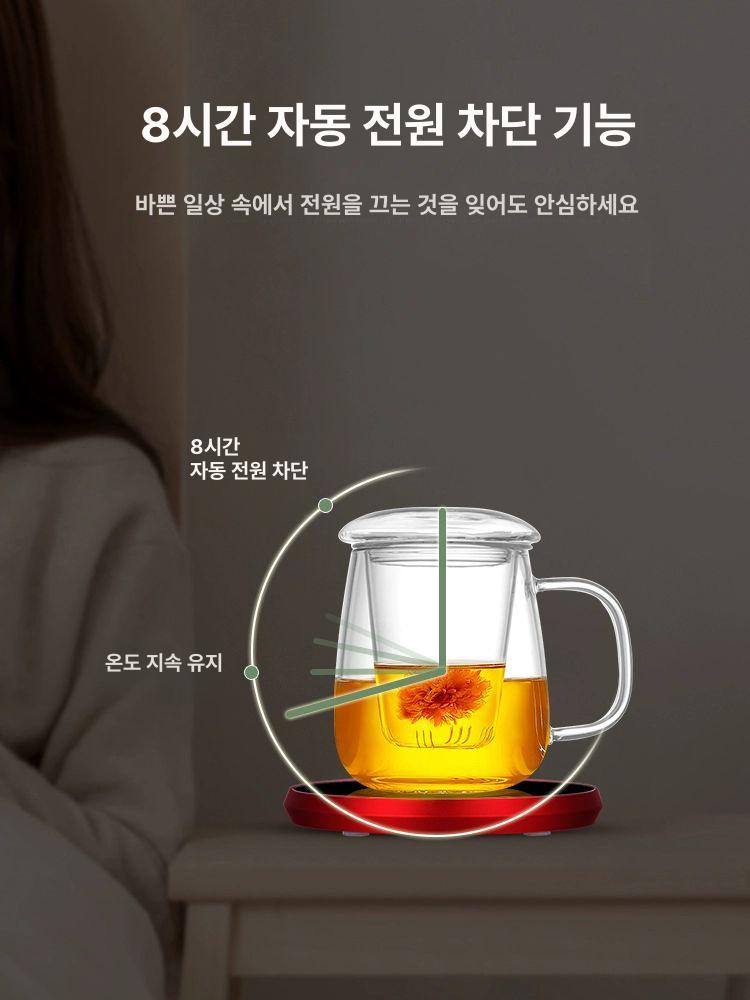 전기 티워머 차 온열 나무 엔틱 찻주전자 유리 티팟 레드 2단 4060 - 상세 이미지 4