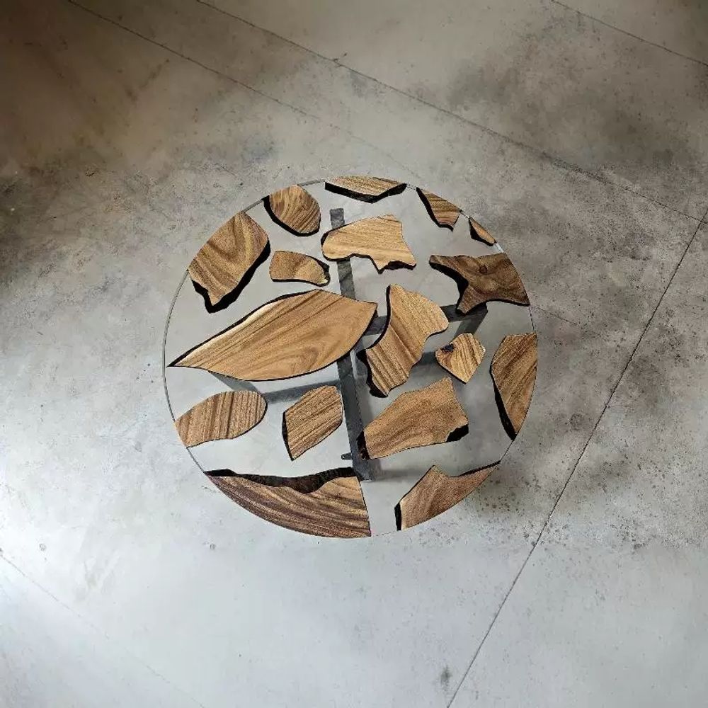 바다 레진 테이블 탁자 아트 식탁 우드슬랩 티테 A. 투명한, A. 130x130x75cm - 상세 이미지 2
