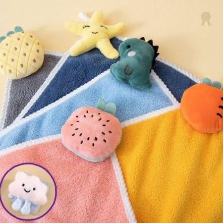 유치원 어린이집 등원 준비물 귀여운 캐릭터 고리 걸이 손 닦기 핸드 타올 수건