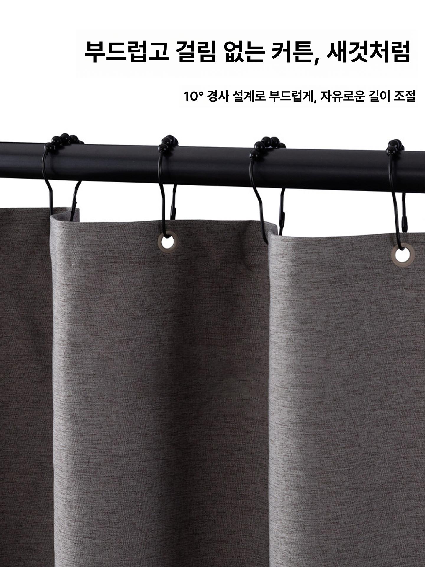 욕실 반투명 투명 가림막 비닐 방수 곰팡이방지 커튼 블랙 자석 블랙봉 리넨그레이 E 60 x 80~100cm - 상세 이미지 3