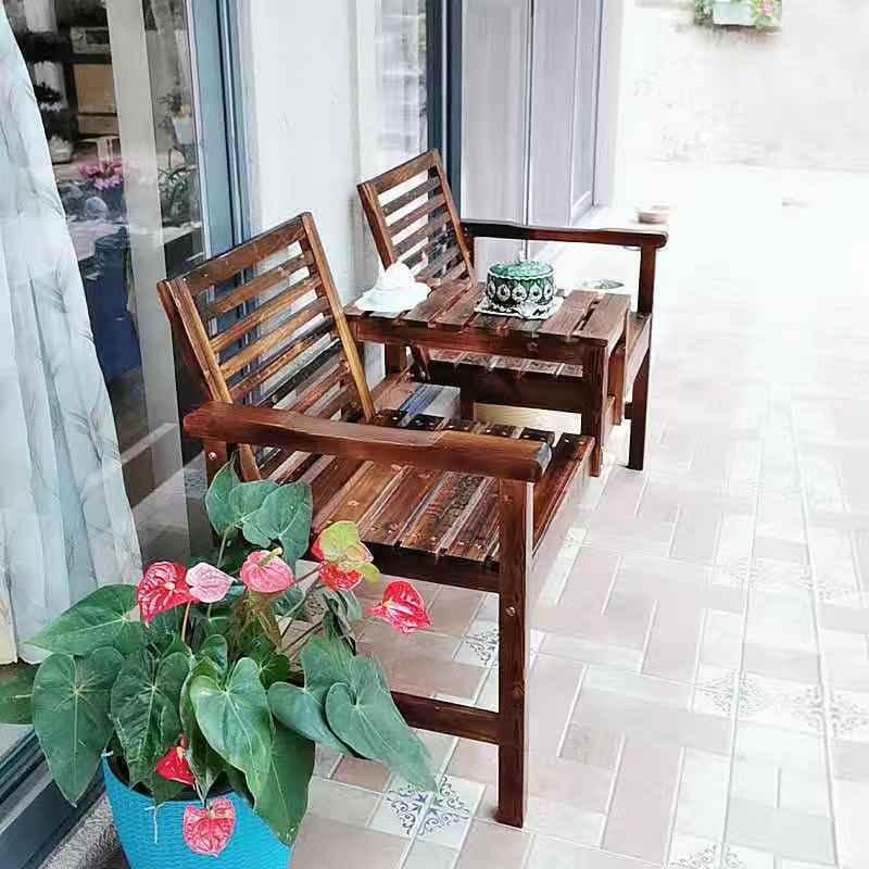 2인용 테라스 의자 정원용 야외 체어 펜션 등받이 카본화 일본 스타일 - 상세 이미지 3