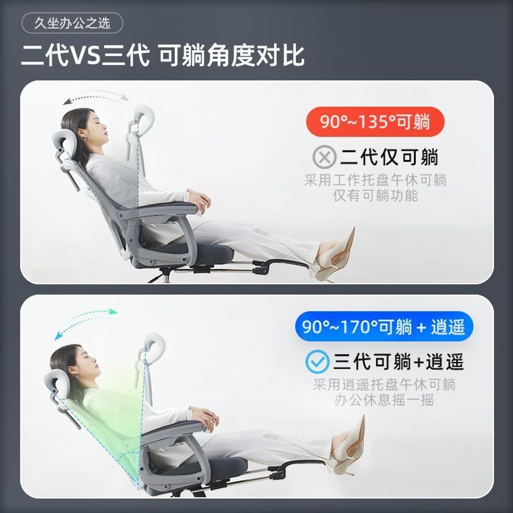 리클라이닝 의자 게이밍 립체어 사무실 업무용 사무용 오 체어 A. 스탠다드 쿨 블랙 풋레스트 없음 라텍스 쿠션, A. 알루미늄 합금 발, A. 링크 된 난간 - 상세 이미지 3