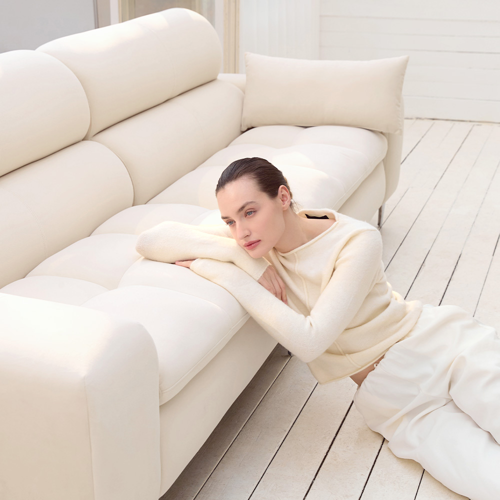 NEW 버팔로 독일 타이보 아쿠아텍스 패브릭 스탠다드형 소파 스툴미포함, 소프트아이보리, 4인용