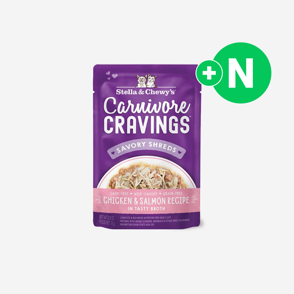 (N포인트) 스텔라앤츄이스 카니보어 캣 크레이빙스 파우치 치킨+연어, 79g, 1개 - 상품 이미지