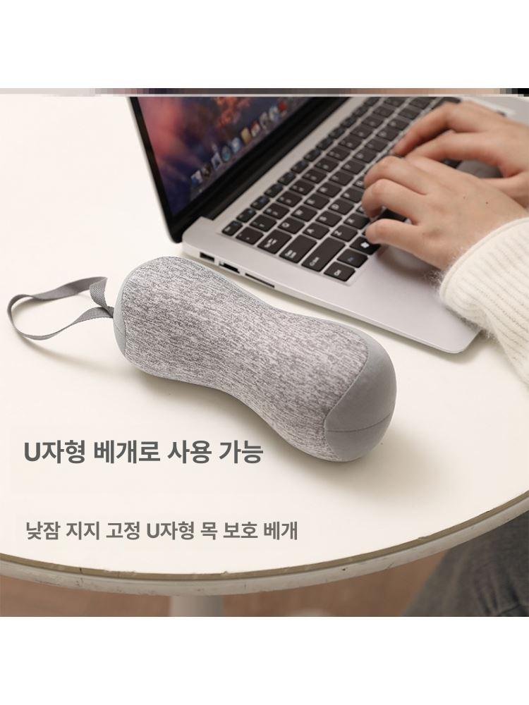 기내용목베개 미니 휴대용 여행용목베개 소형 진그레이 20cm x 9.5cm x 11cm - 상세 이미지 4