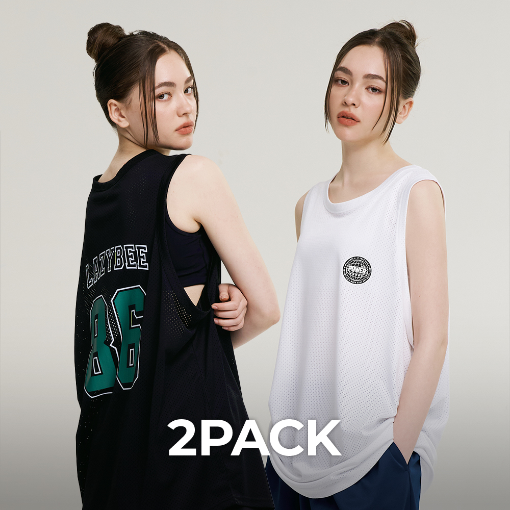 [2PACK] 여성 남자 머슬 매쉬 져지 오버핏 탱크탑 헬스복 운동복 나시 - 상품 이미지