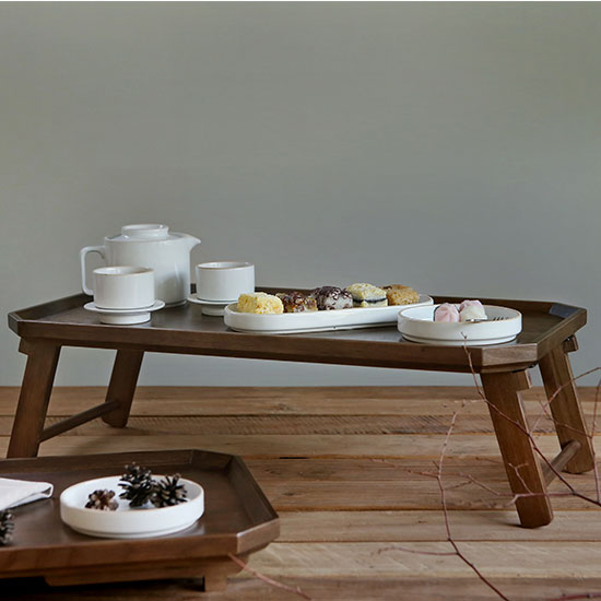 에라토 우딘 월넛 미니 접이식 원목 베드 트레이 M 접이식 테이블