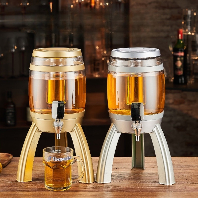 맥주 디스펜서 소맥제조기 소맥기계 대용량 투명 플라스틱 스탠드형 냉각 얼음봉 홈파티 뷔페 - 상품 이미지