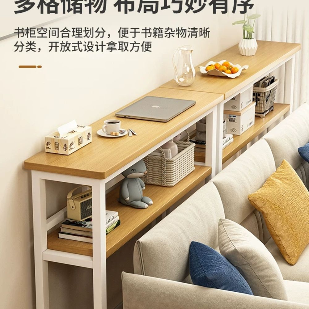 침대틈새선반 폭좁은 틈새장 침대 슬림장 2단 A. 단면 80x20cm 원목색 흰색 프레임 - 상품 이미지