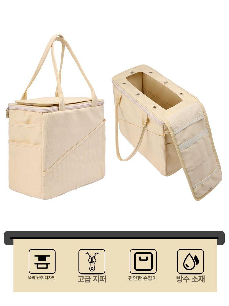 보관가방 다기능 수납 DIY 도구 뜨개가방 용품 대용량 내추럴베이지 - 상세 이미지 2