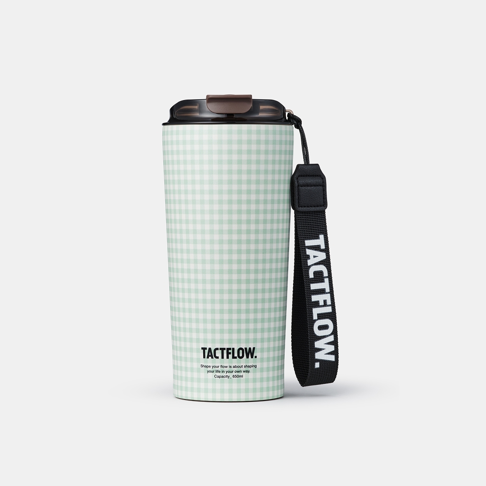택플로우 세라믹 텀블러 650ml, 민트체크 - 상품 이미지