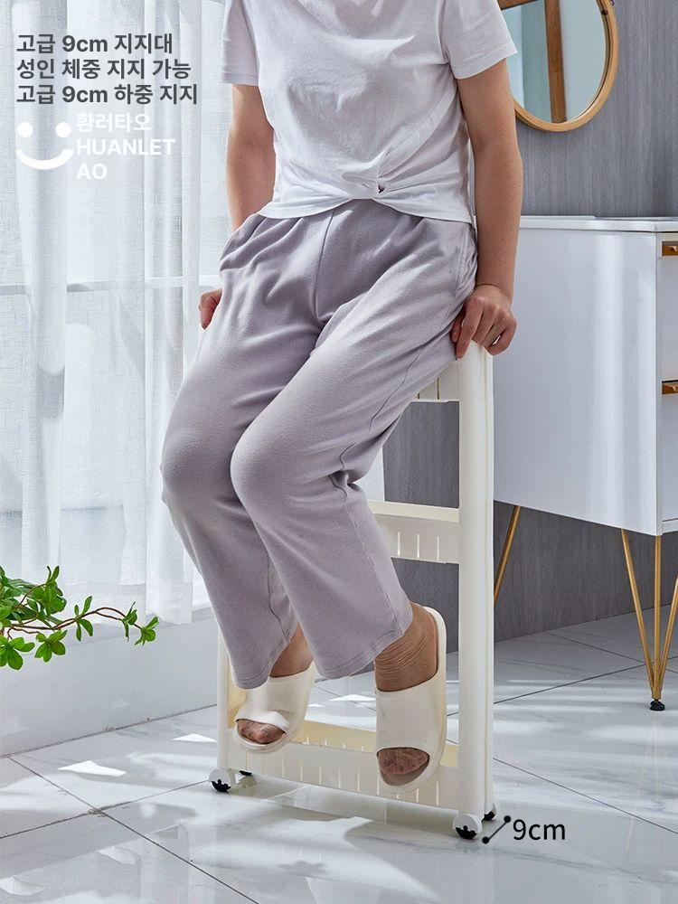 틈새 수납장 폭좁은 이동식 거실 세탁실 주방 틈새장 7cm 39길이 142.5높이 6칸 - 상세 이미지 5