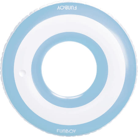 FUNBOY [해외]FUNBOY 자이언트 스트라이프 풍선 튜브 수영장 컵 홀더 포함 48인치 | 대형 이너 장난감 수영 링 파티 및 여름용 라운지 플로트 Light Blue 50