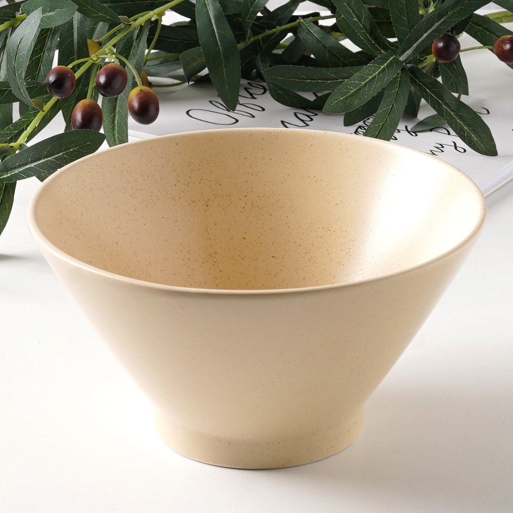 폴카 V형 면기 도자기 우동 라면 국수 소면기 1개, 18.6cm, 베이지 - 상품 이미지