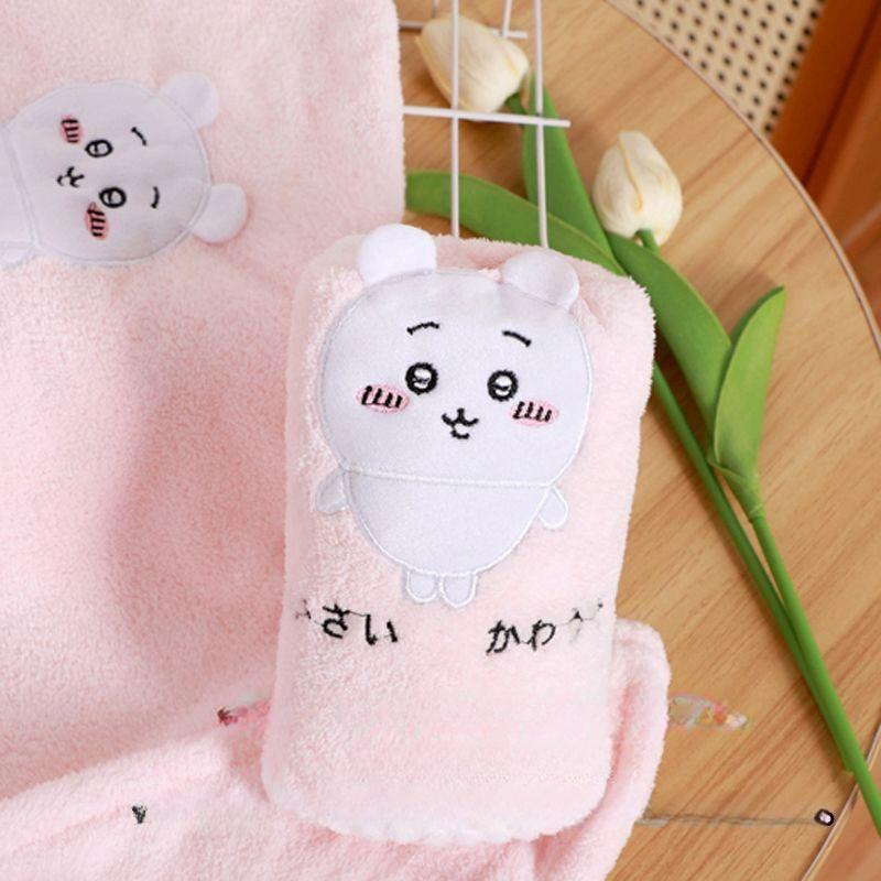 치이카와 목욕 타월 두꺼운 타올 드라이 헤어캡 우사기 하치와레 흡수성 남녀 성인 학생 하치와레 라이트블루 드라이 헤어 모자 + 3개 - 상세 이미지 5
