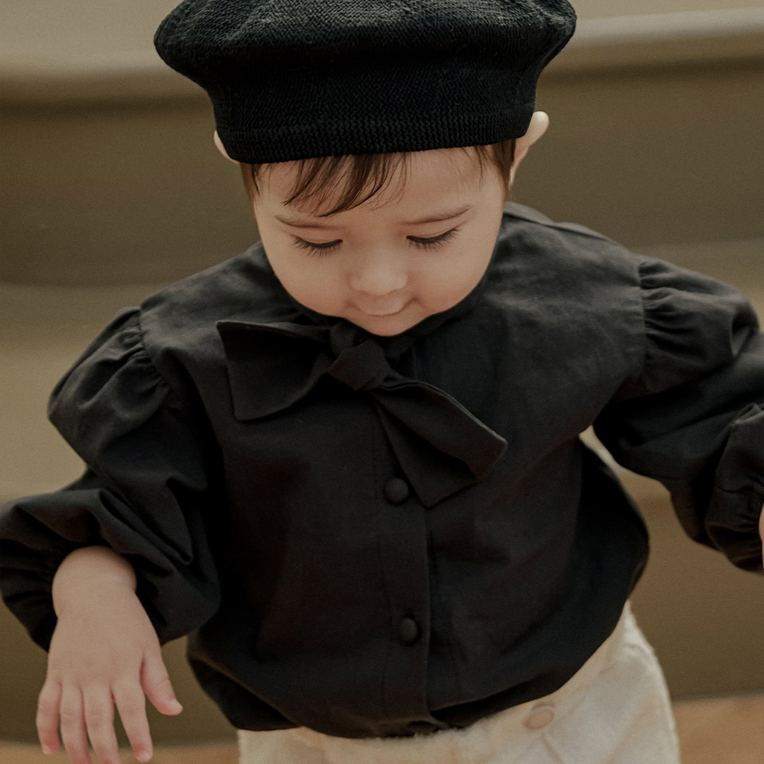돌잔치 촬영의상 하객룩 타이 블라우스 블랙 - 상세 이미지 4