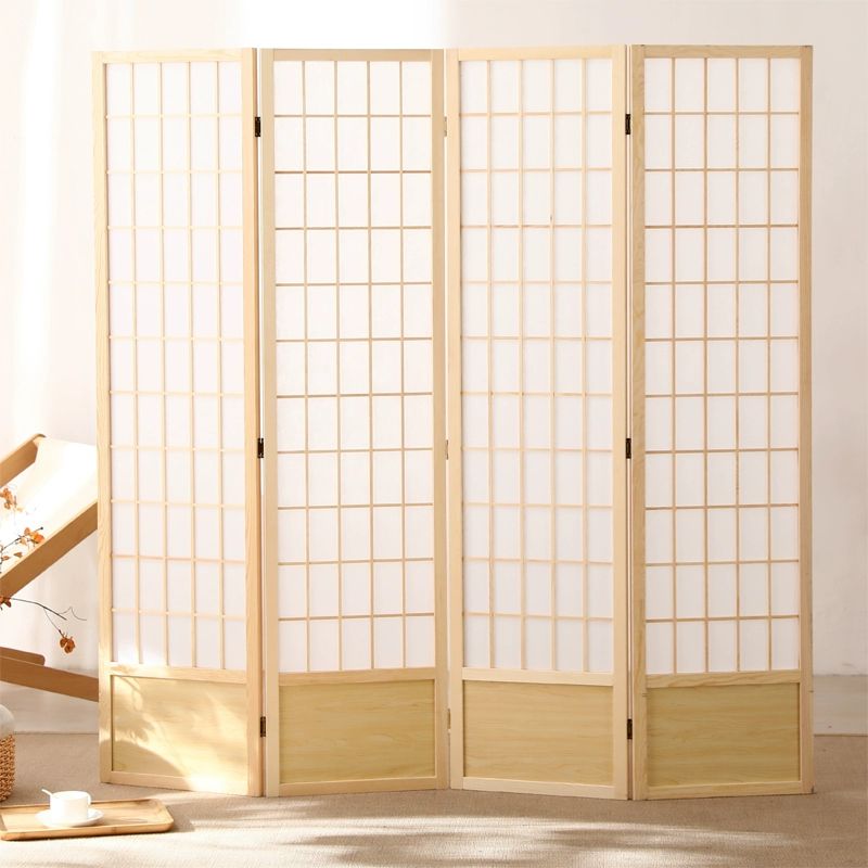 가벽 파티션 식당 칸막이 접이식 병풍 사무실 침실 원룸 150 x 40cm 4단 내추럴 우드 스크린 - 상품 이미지