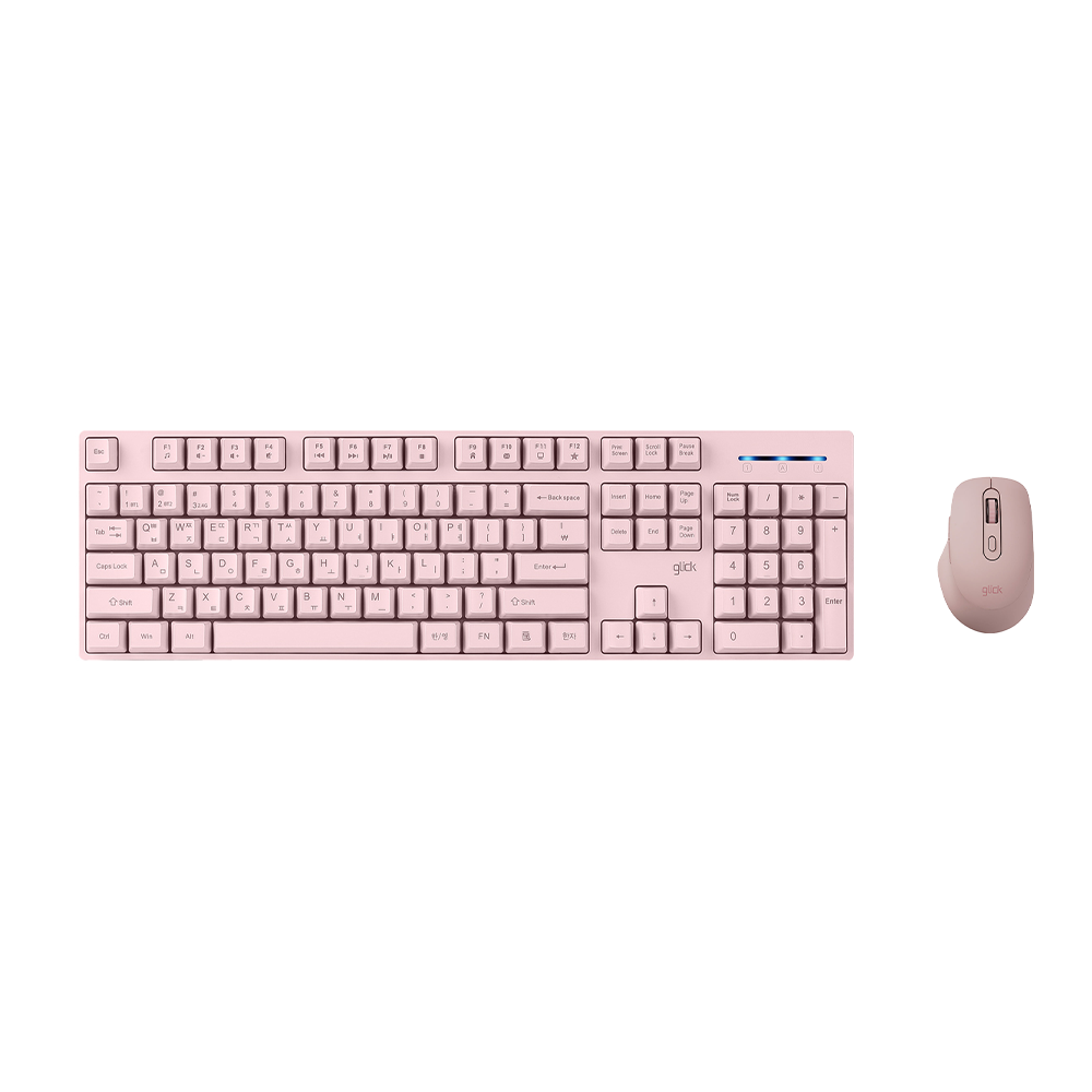 지클릭커 오피스프로 WMK629 스탠다드M 무선 블루투스 키보드 마우스 세트 핑크 - 상품 이미지