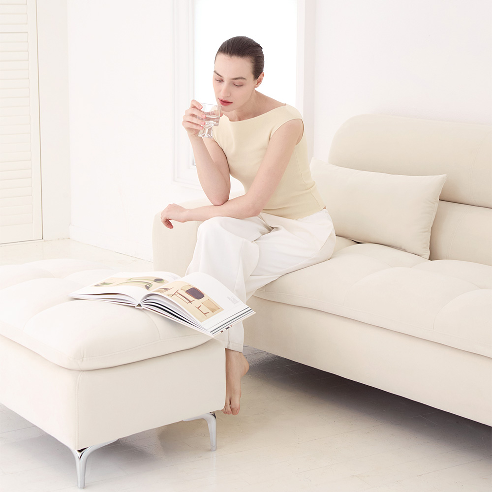 NEW 버팔로 독일 타이보 아쿠아텍스 패브릭 스탠다드형 소파 스툴미포함, 소프트아이보리, 4인용