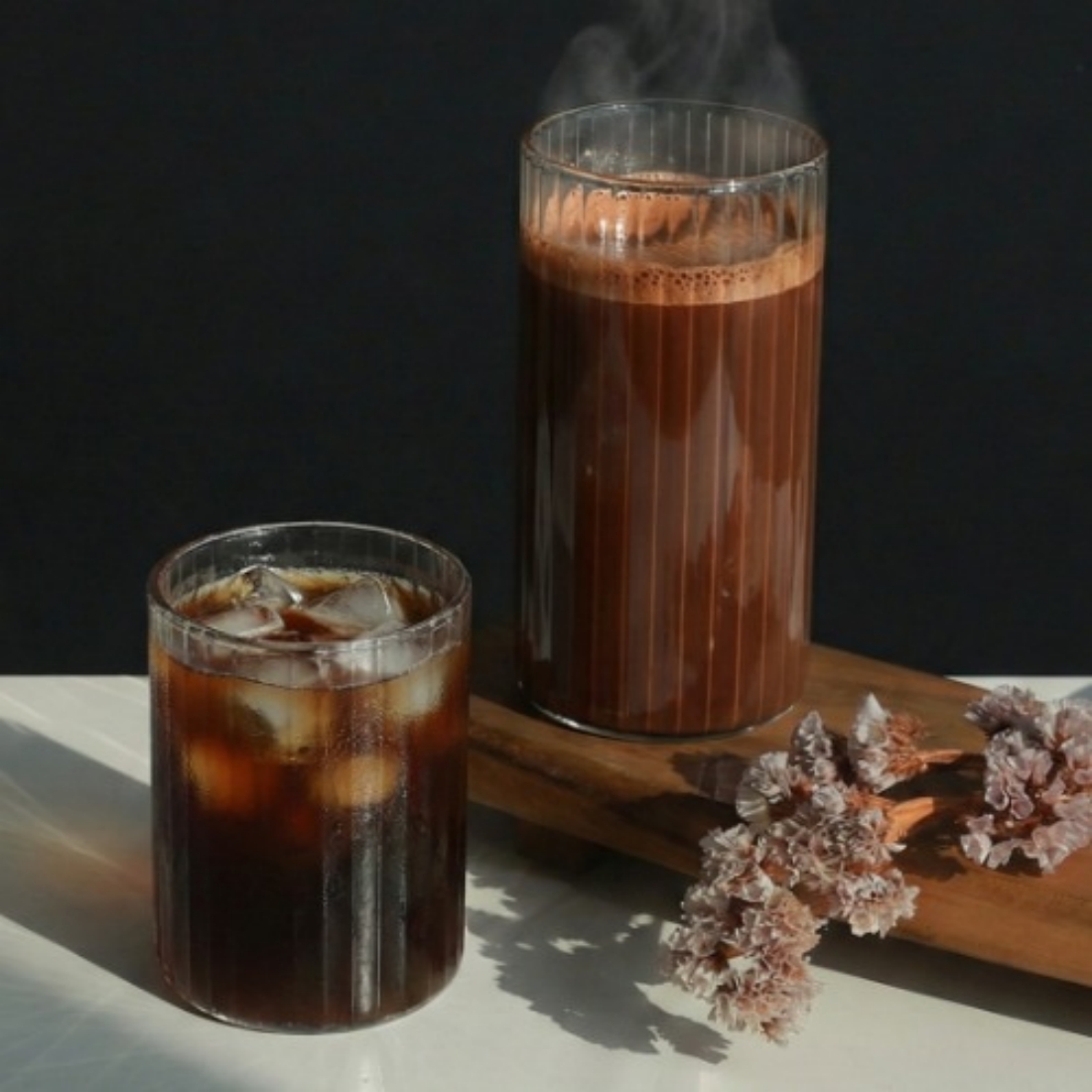 일자 플리츠 내열유리컵 아이스아메리카노 아인슈페너 플랫화이트 커플 맥주잔 언더락 320ml - 상세 이미지 5