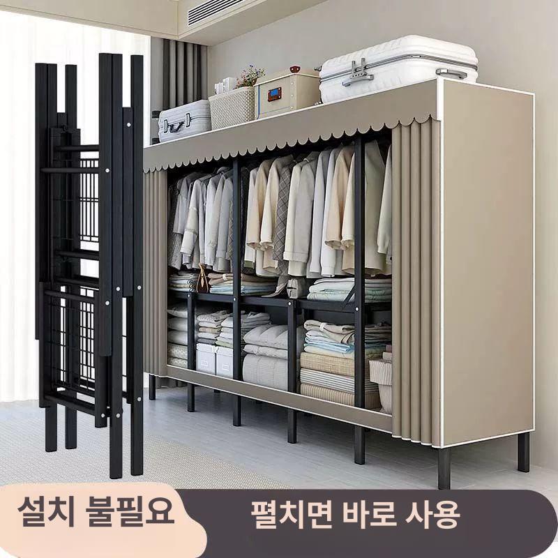 이동식 틈새 수납 매장용 행거 원룸 바퀴 달린 조립식 0.8m 코코아 밀크 커피 - 상세 이미지 2