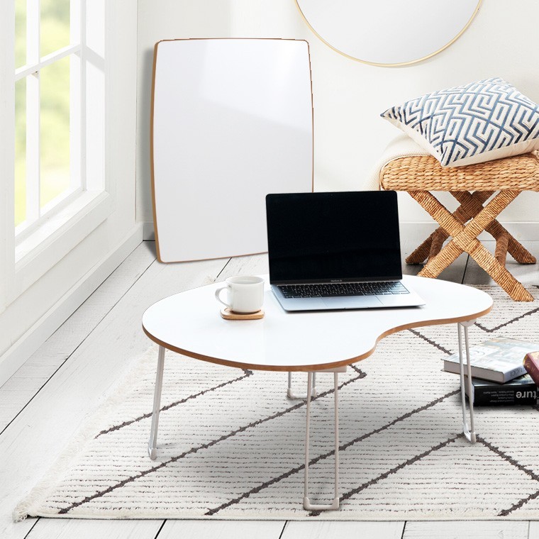 작은원룸 도모아 간이쇼파 우드화이트테이블 접이식탁자 노트북 미니좌식