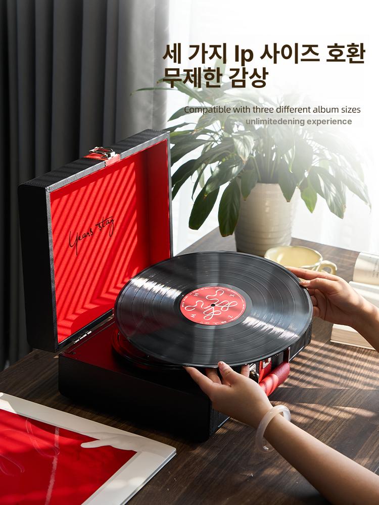 집드리 감성 레트로 턴테이블 핑크 휴대용 블루투스스피커 클래식블랙 최상위구성 - 상세 이미지 5