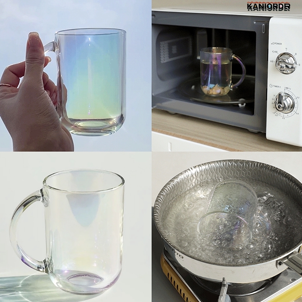 감성 머그컵 오로라 잔 2세트 내열강화 유리 물 컵 투명 글라스 320ml - 상품 이미지