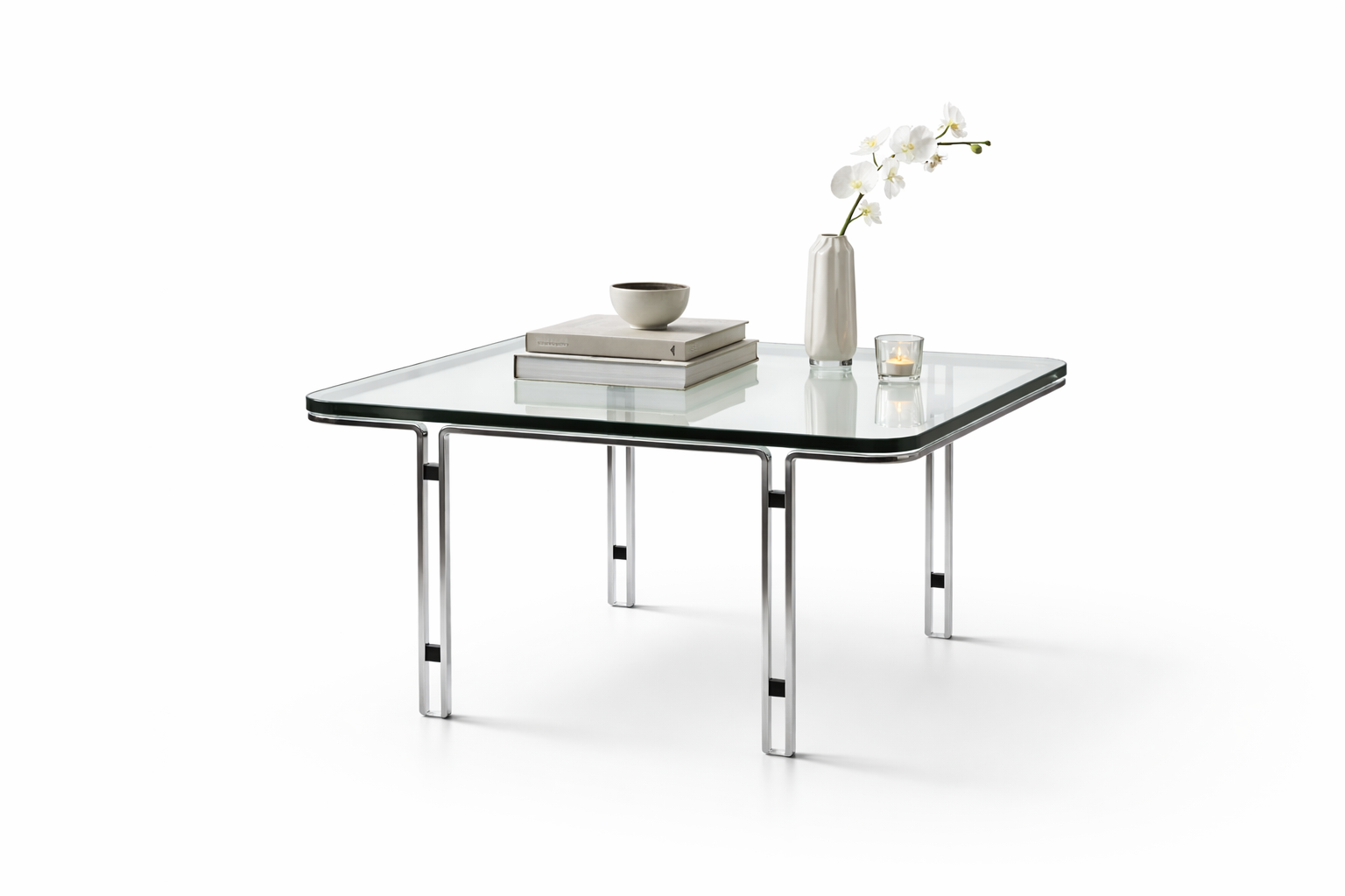 모던 강화유리 거실테이블 스테인리스 프레임 카페형 소파테이블