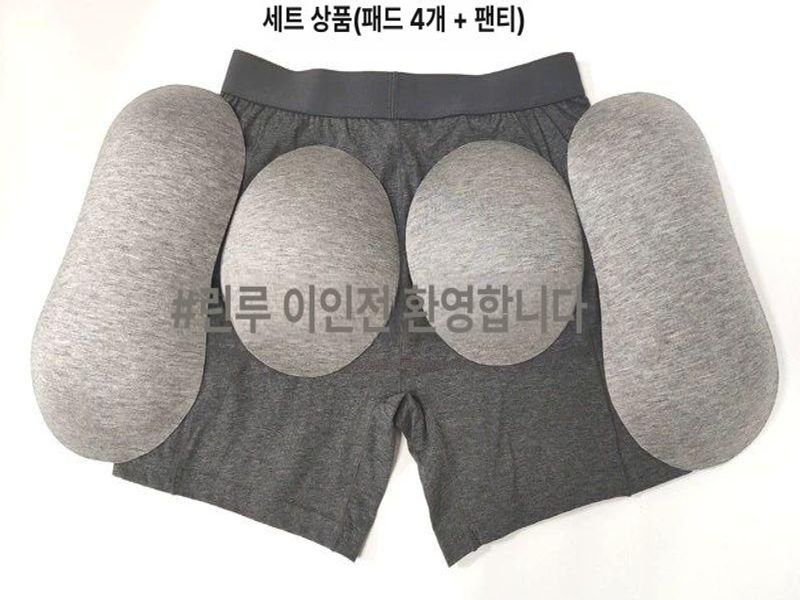 남성 골반뽕 팬티 스펀지 패드 속옷 보정 엉뽕 힙업 구형 바지+스펀지패드4개 앞면 개방 없음 2XL 2.3-4ft 31-32cm - 상세 이미지 5