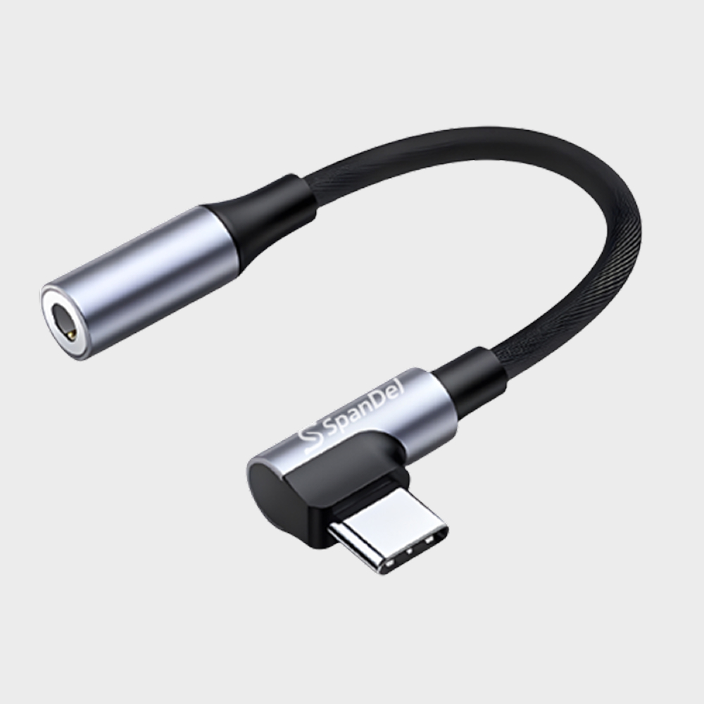 스팬델 C타입 to 3.5mm DAC 변환 ㄱ자 오디오 케이블 USB 이어폰 고음질 젠더 - 상품 이미지