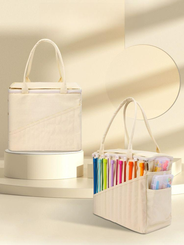 보관가방 다기능 수납 DIY 도구 뜨개가방 용품 대용량 내추럴베이지 - 상품 이미지