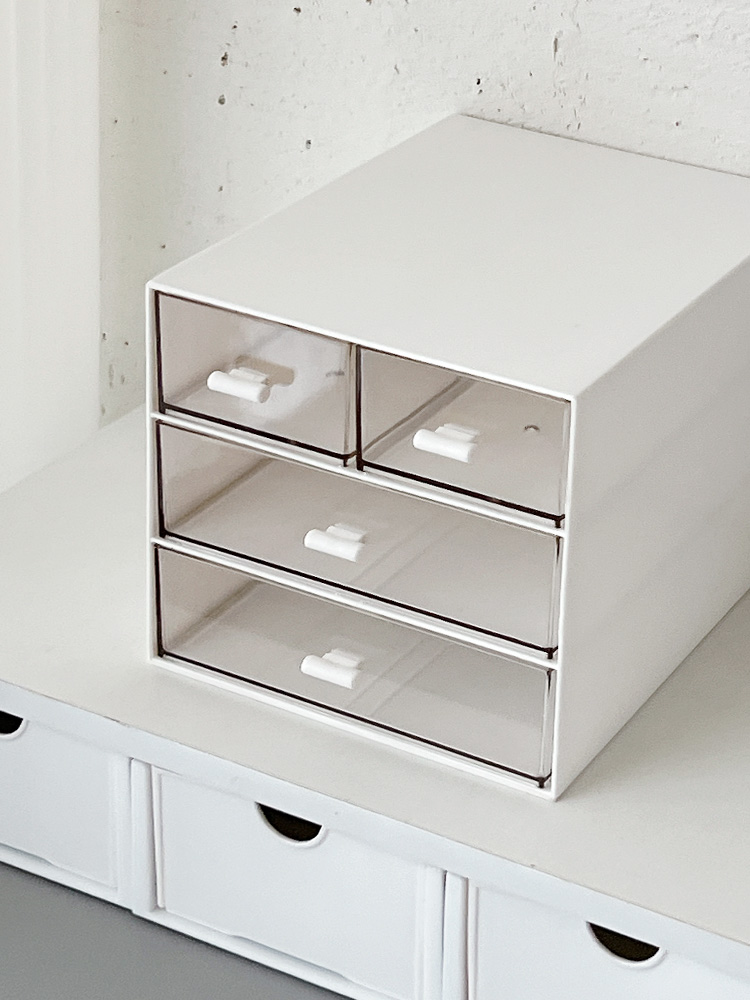 소품 수납함 화장대 투명 네일용품 사각 케이스 팬트리 3칸 4칸 - 상품 이미지