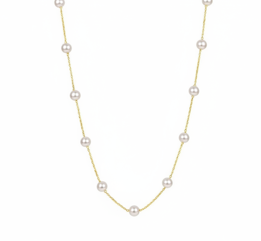 14K 골드체인  담수진주  5mm/8mm 목걸이 - 상품 이미지