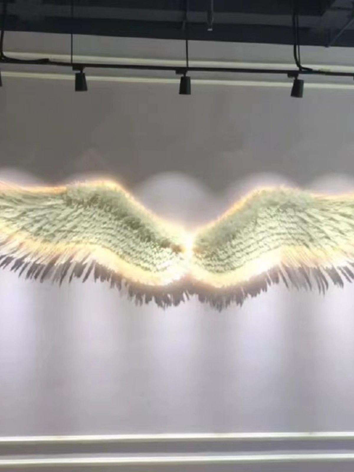 포토존 천사 날개 인테리어 LED 카페 벽장식 포토월 화이트 1.6m 조명 스트립 포함 - 상세 이미지 4