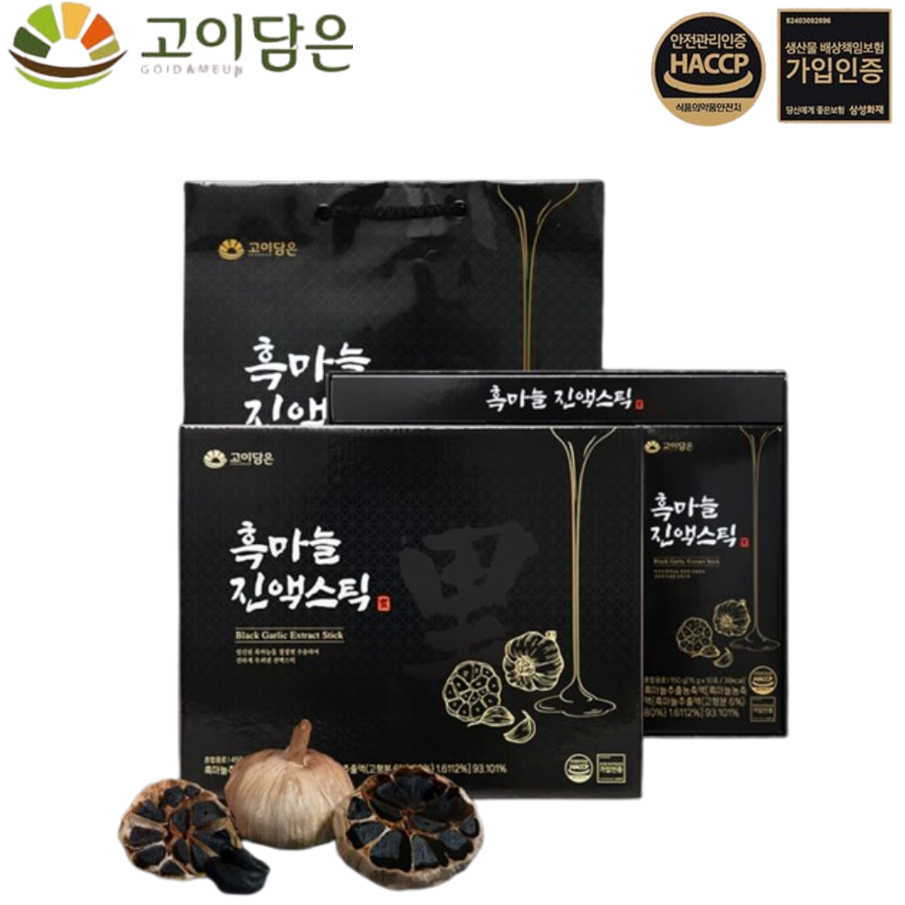 고이담은 프리미엄 발효 흑마늘 진액 스틱 국내산 흙마늘 즙 엑기스 효능 15g, 30포, 1개 - 상품 이미지