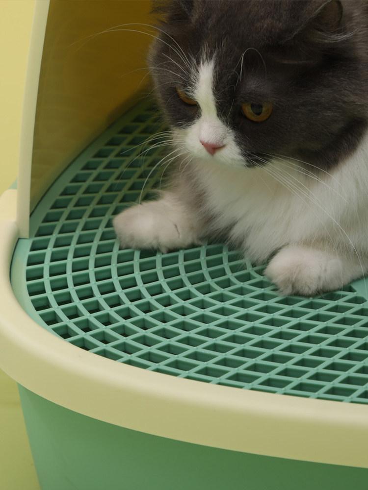 고양이 배변통 대형 후드형 화장실 초대형 냄새방지 배변 마차그린 - 상세 이미지 3