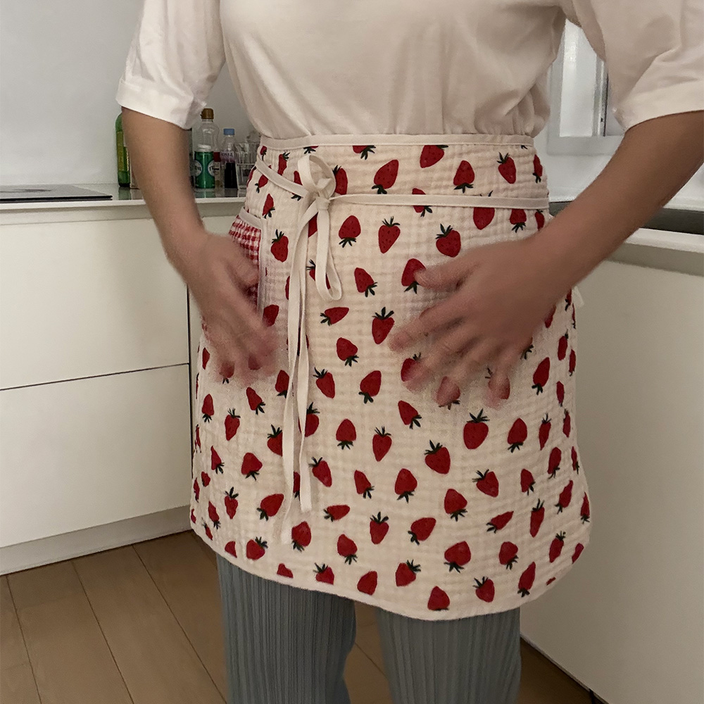 국내제작 주방 허리 앞치마 양면 4중 원피스 앞치마 거즈 행주 요루 린넨 카페