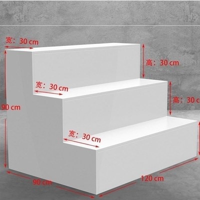 계단식 진열대 매대 전시대 매장 가방 반지 마트 약국 디스플레이 선반 진열장 2단 계단 80x40x40cm - 상세 이미지 2